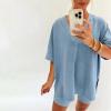 GOKKILRW Womens 2 Piece Outfits Short Sleeve Solid Color Summer V Neck Tee Shirts Shorts Casual Loose Fit Sweatsuit Tracksuit view 4