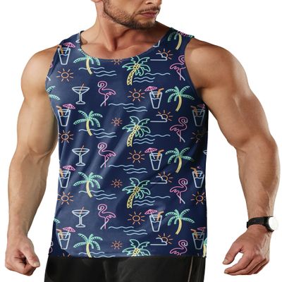 Aturmio Graphic Tank Tops for Men Quick Dry Mens Tank Top Workout Swim Beach Shirts Mens Tank Top Undershirt Sleeveless Neon Shirts