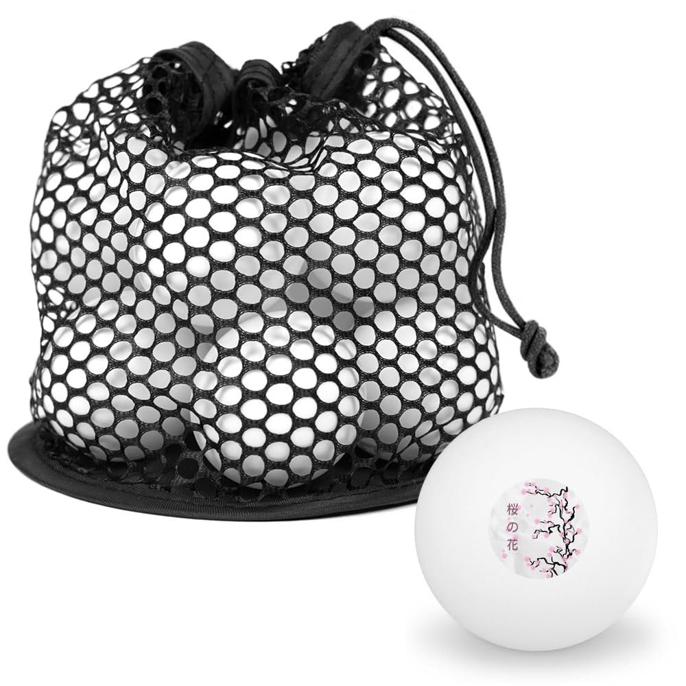 Cherry Blossom Tree Pink Japanese Novelty Table Tennis Ping Pong Ball 12 Pack with Storage Bag