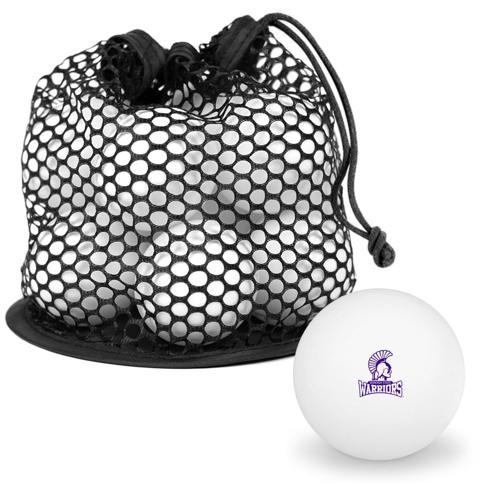 Winona State University Secondary Logo Novelty Table Tennis Ping Pong Ball 12 Pack with Storage Bag