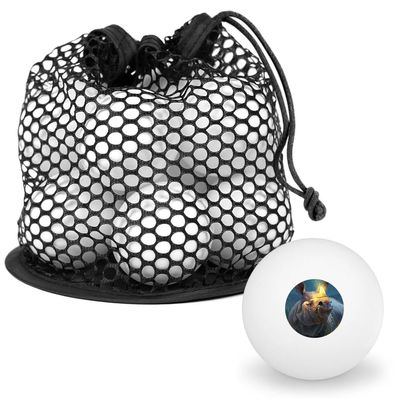Rhino Glowing Horn Novelty Table Tennis Ping Pong Ball 12 Pack with Storage Bag