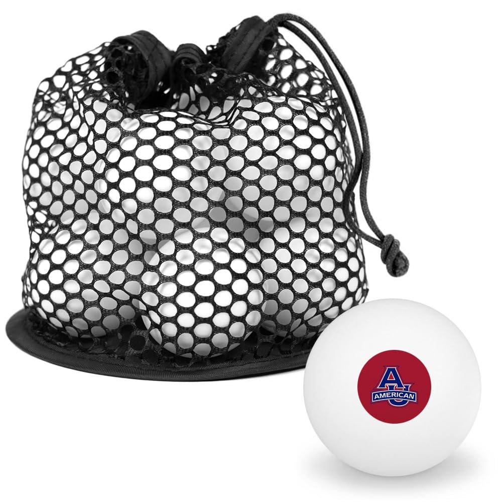 American University Primary Logo Novelty Table Tennis Ping Pong Ball 12 Pack with Storage Bag