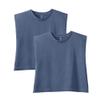American Apparel Womens Heavyweight Cotton, Boxy, Cropped, and Garment Dyed Muscle T-Shirt, Style G307GD, 2-Pack, Faded Navy (2-pack), Small view 1