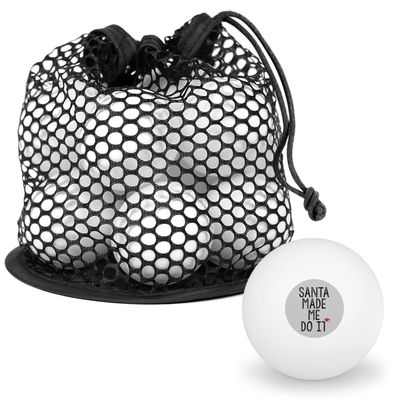 Santa Made Me Do It Novelty Table Tennis Ping Pong Ball 12 Pack with Storage Bag