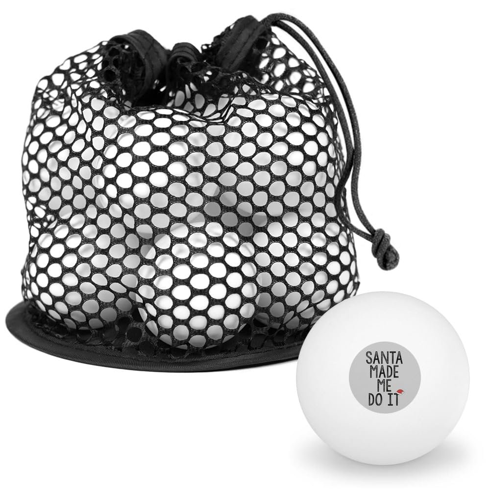 Santa Made Me Do It Novelty Table Tennis Ping Pong Ball 12 Pack with Storage Bag