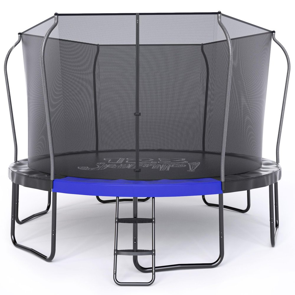 123JUMP 12FT Outdoor Trampoline with Safety Enclosure Net and Ladder, Round Recreational Trampoline for Kids with ASTM Approval, Spring Pad Cover, Heavy Duty Jump Mat