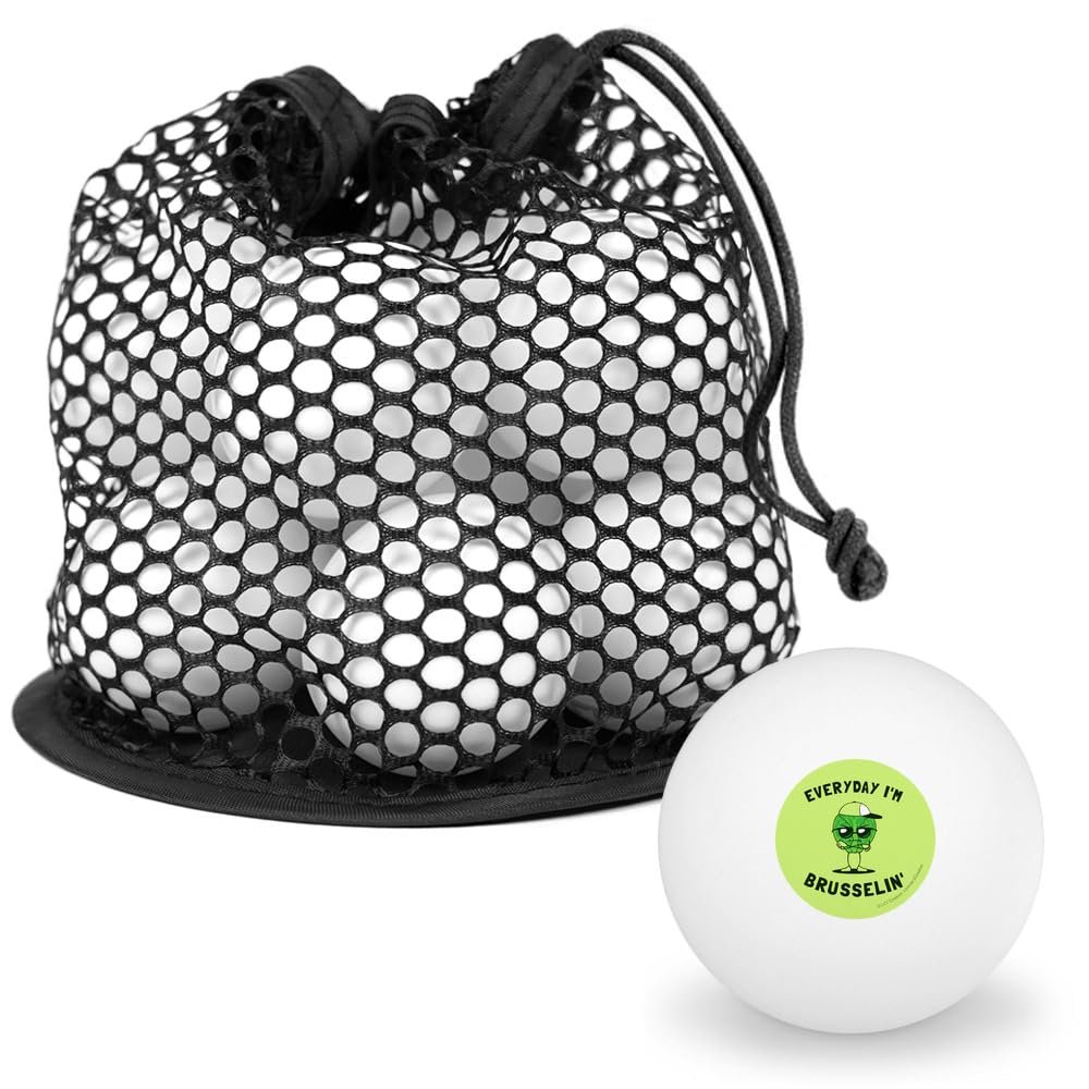 Everyday I'm Brusselin' Brussels Sprouts Hustling Funny Humor Novelty Table Tennis Ping Pong Ball 12 Pack with Storage Bag