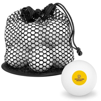 Western Illinois Secondary Logo Novelty Table Tennis Ping Pong Ball 12 Pack with Storage Bag