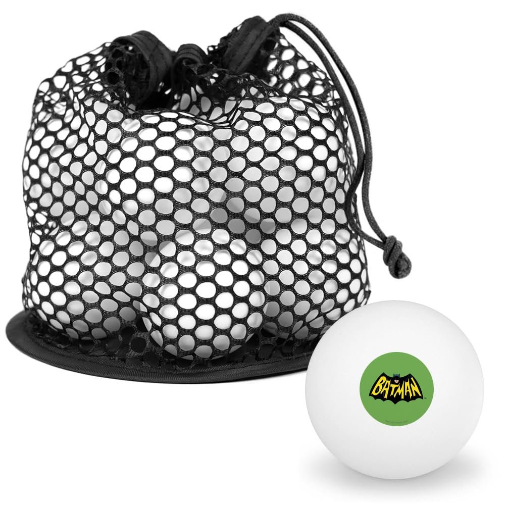 Batman Classic TV Series Logo Novelty Table Tennis Ping Pong Ball 12 Pack with Storage Bag