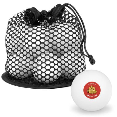 I'm Nuts About You Love Funny Humor Novelty Table Tennis Ping Pong Ball 12 Pack with Storage Bag