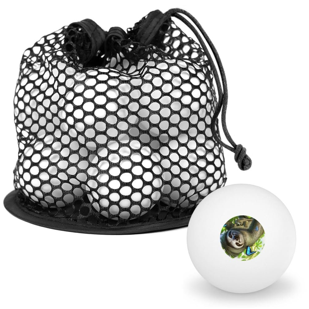 Sloth Family Butterflies Novelty Table Tennis Ping Pong Ball 12 Pack with Storage Bag