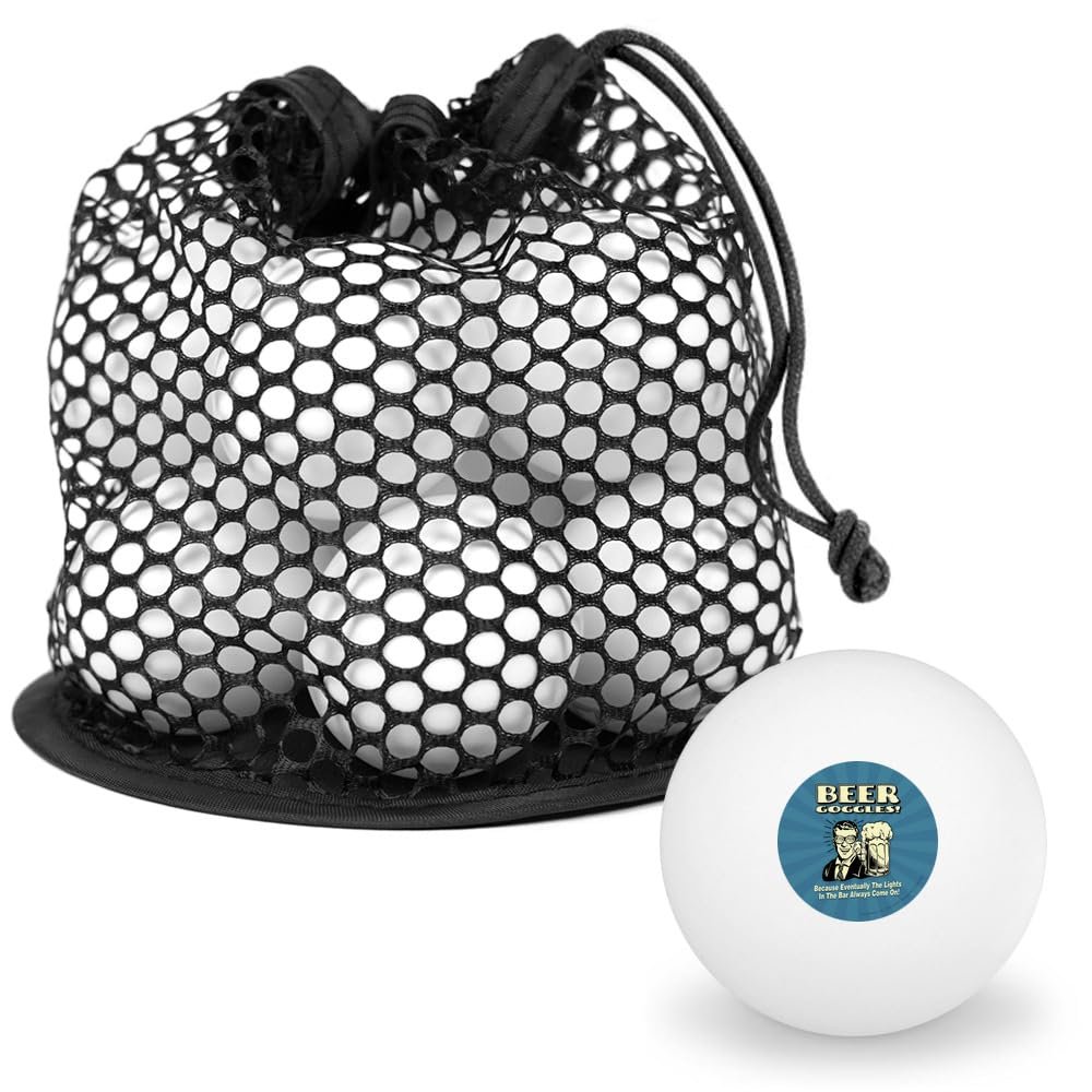 Beer Goggles Eventually Lights in the Bar Always Come On Funny Humor Novelty Table Tennis Ping Pong Ball 12 Pack with Storage Bag