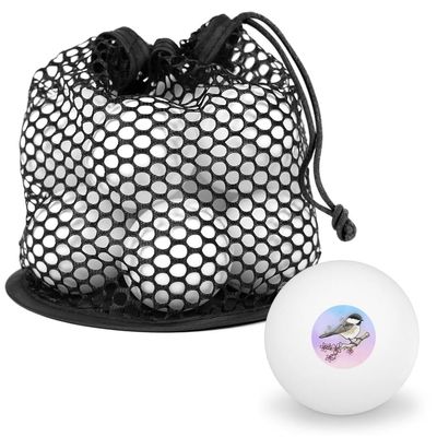 Black-capped Chickadee Watercolor Northeastern Bird Novelty Table Tennis Ping Pong Ball 12 Pack with Storage Bag