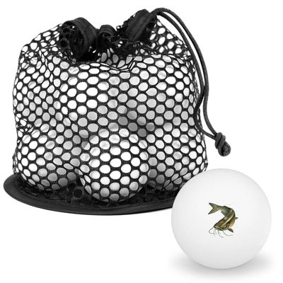 Catfish Fishing Novelty Table Tennis Ping Pong Ball 12 Pack with Storage Bag