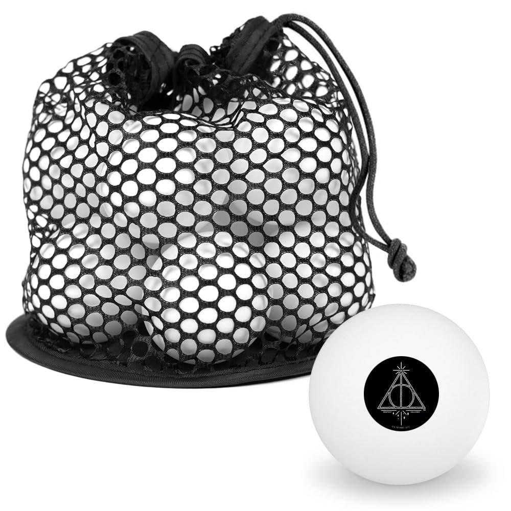 Harry Potter Deathly Hallows Line Logo Novelty Table Tennis Ping Pong Ball 12 Pack with Storage Bag
