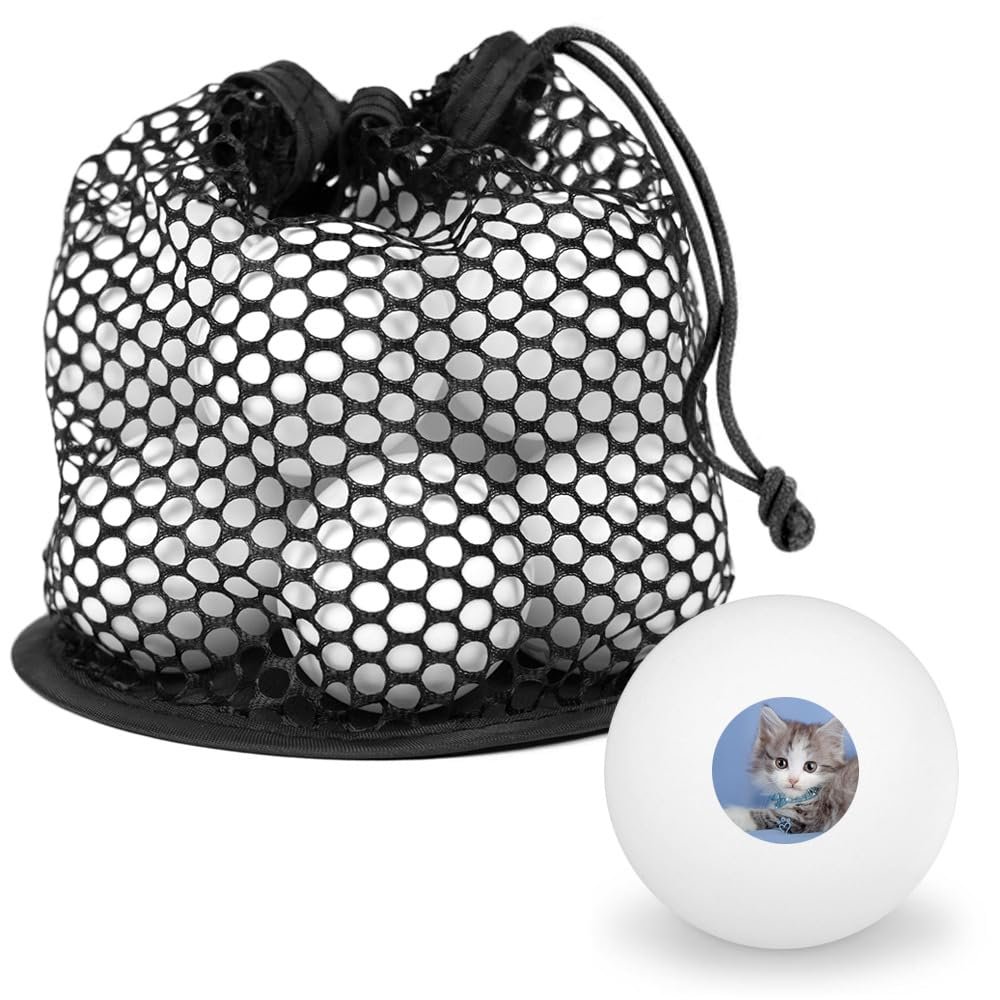 Tiny Kitty On Lavender Novelty Table Tennis Ping Pong Ball 12 Pack with Storage Bag