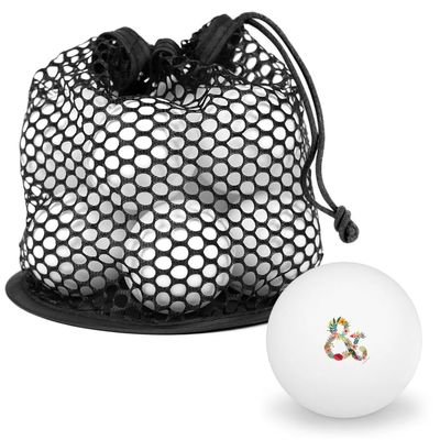 Ampersand & Floral Novelty Table Tennis Ping Pong Ball 12 Pack with Storage Bag