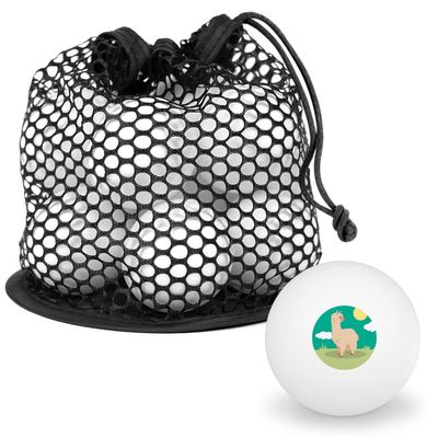 Cute and Fluffy Alpaca Novelty Table Tennis Ping Pong Ball 12 Pack with Storage Bag