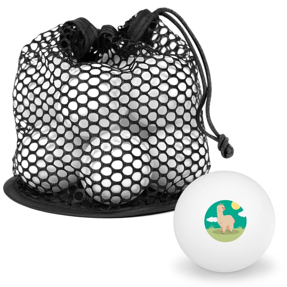 Cute and Fluffy Alpaca Novelty Table Tennis Ping Pong Ball 12 Pack with Storage Bag