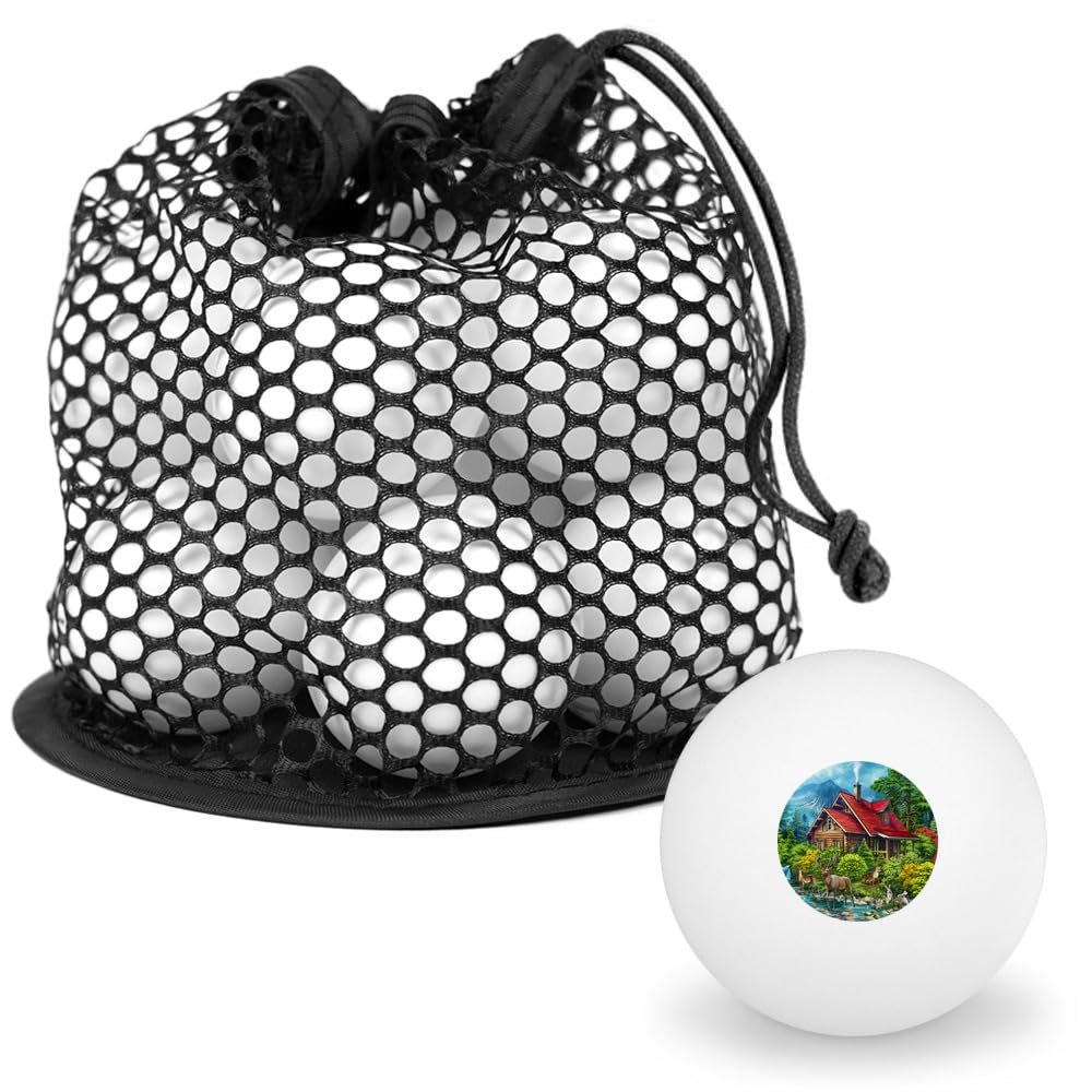 Cabin Critters Deer,Raccoons,Rabbits and Fox Novelty Table Tennis Ping Pong Ball 12 Pack with Storage Bag