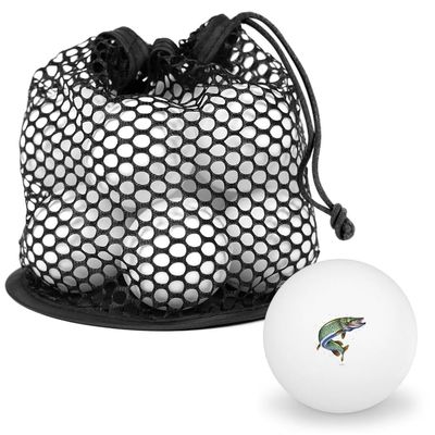 Northern Pike Fishing 3 Novelty Table Tennis Ping Pong Ball 12 Pack with Storage Bag