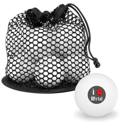 I Heart Metal Love Funny Humor Novelty Table Tennis Ping Pong Ball 12 Pack with Storage Bag