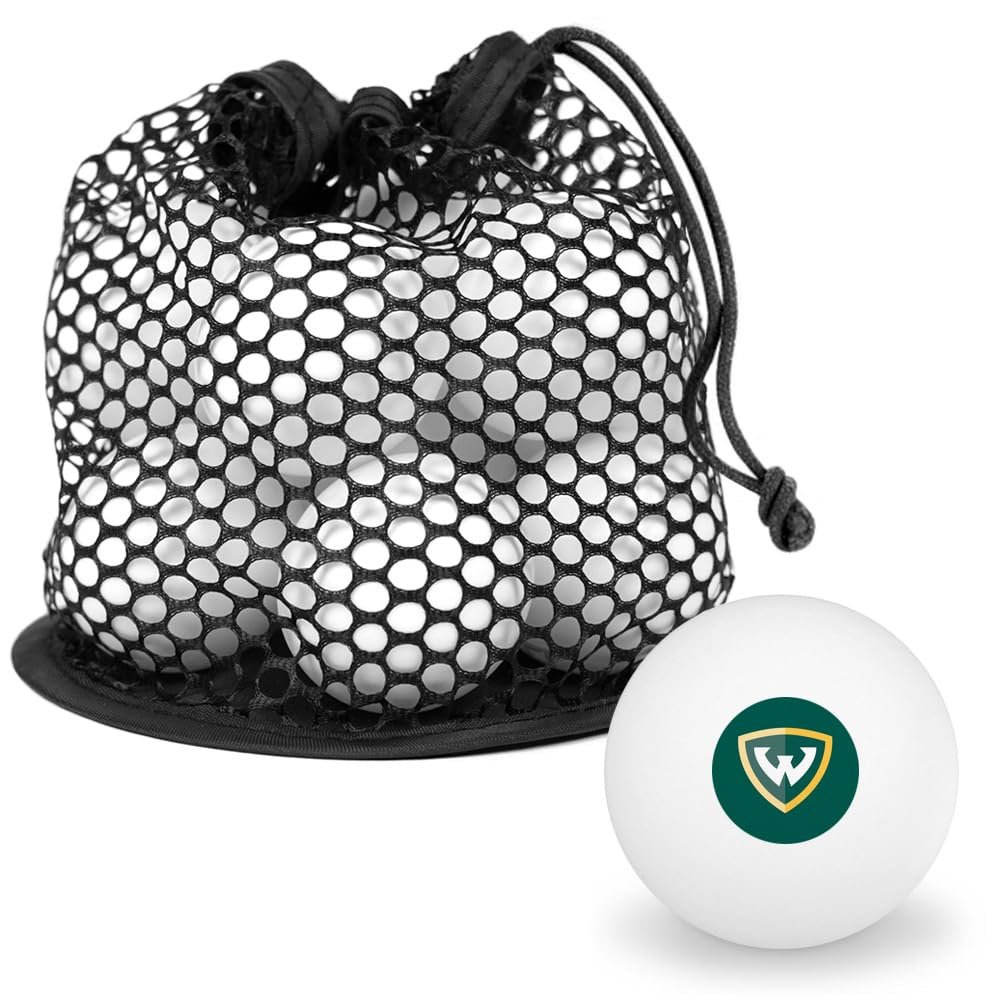 Wayne State University Primary Logo Novelty Table Tennis Ping Pong Ball 12 Pack with Storage Bag