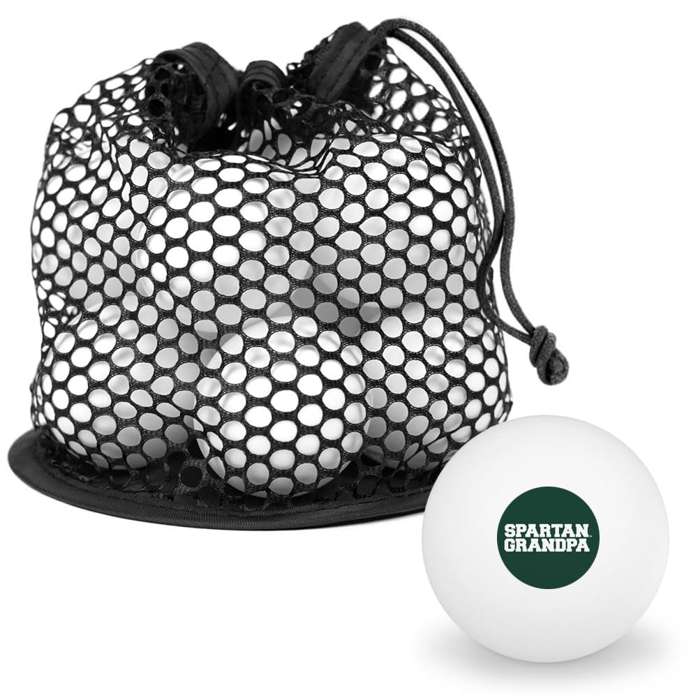 Mighigan State Spartan Grandpa Novelty Table Tennis Ping Pong Ball 12 Pack with Storage Bag