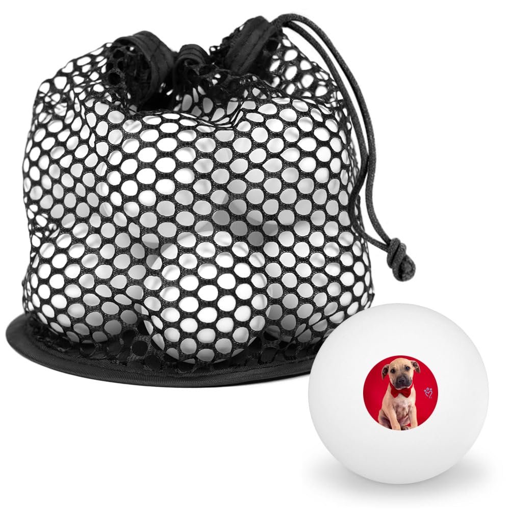 Bowtie Valentine Puppy Novelty Table Tennis Ping Pong Ball 12 Pack with Storage Bag