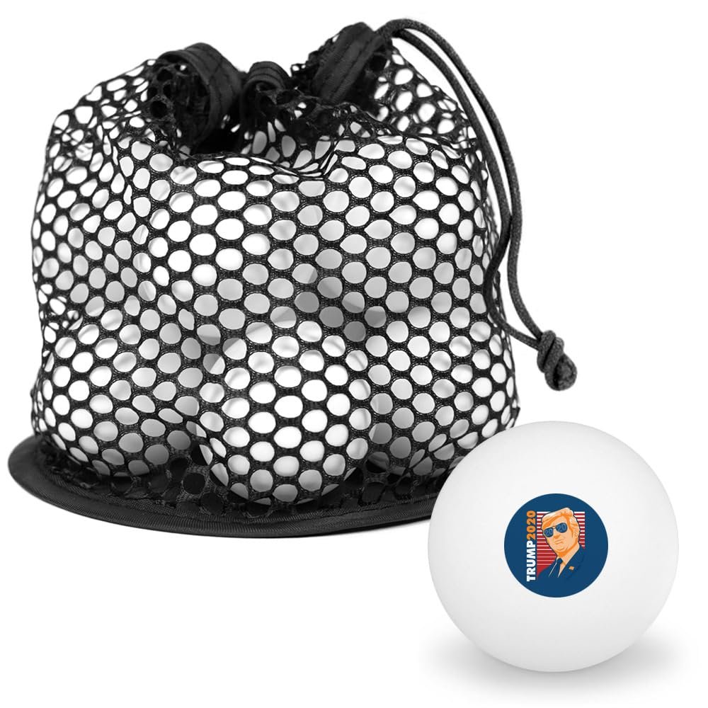 Gold Trump 2020 Novelty Table Tennis Ping Pong Ball 12 Pack with Storage Bag