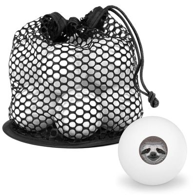 Cute Sloth Face Novelty Table Tennis Ping Pong Ball 12 Pack with Storage Bag