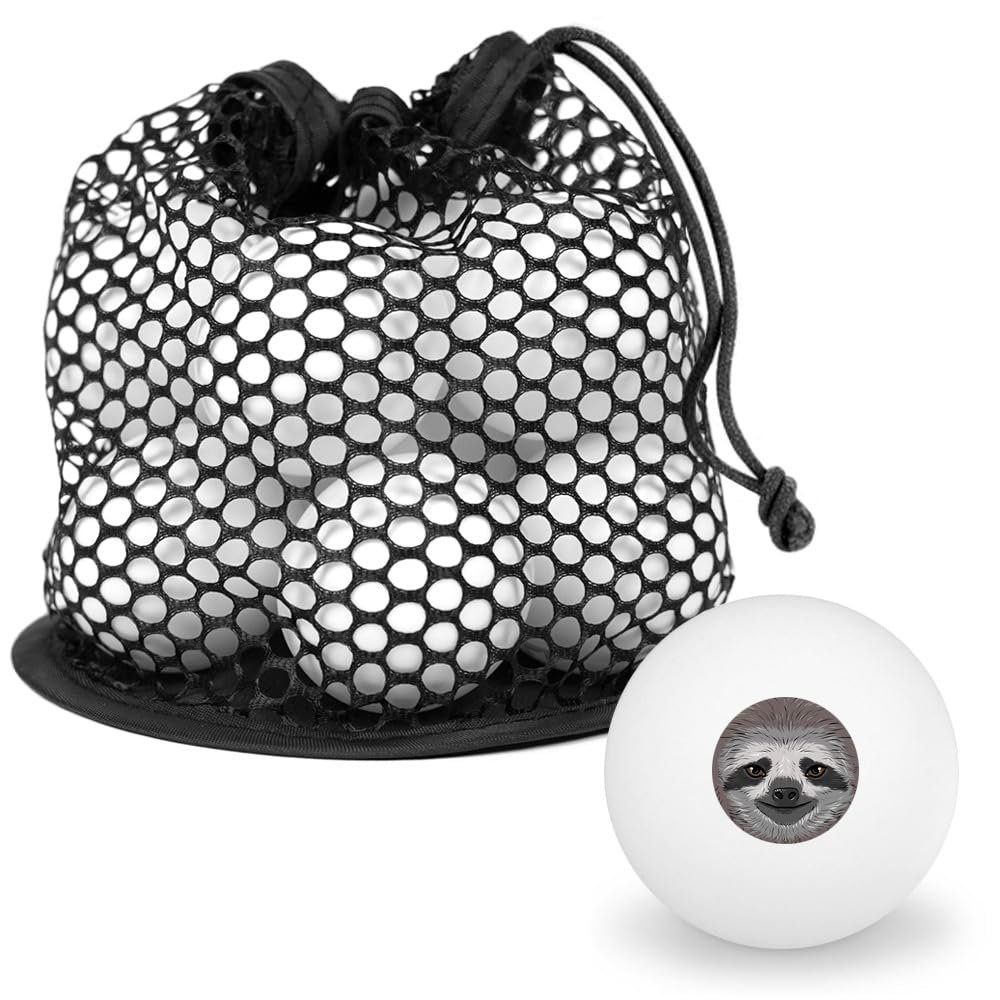 Cute Sloth Face Novelty Table Tennis Ping Pong Ball 12 Pack with Storage Bag