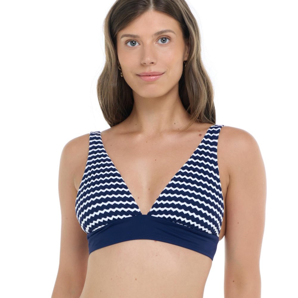 Skye Women's Standard Isabella Wide Band Triangle Bikini Top Swimsuit, Breaking Waves Stripe