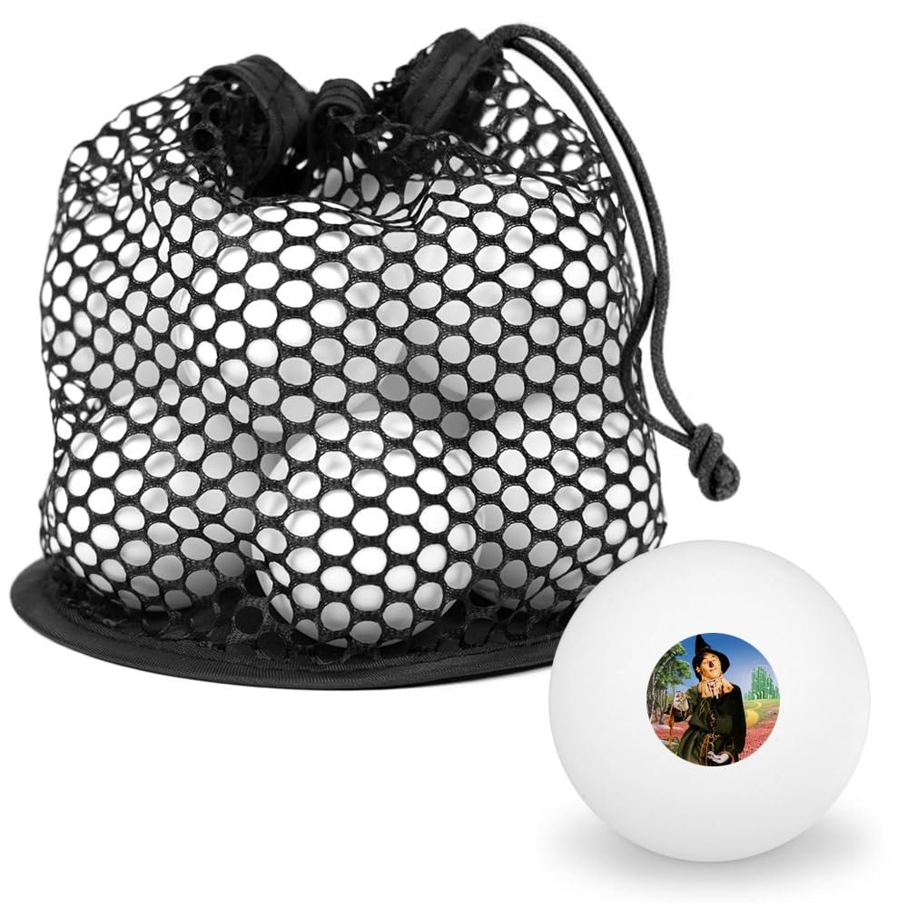 Wizard of Oz Scarecrow Character Novelty Table Tennis Ping Pong Ball 12 Pack with Storage Bag