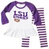 Wes and Willy NCAA Infant Girls Ruffle Raglan Set,LSU Tigers,24M,Grape view 1