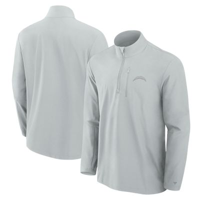 Fanatics Men's Gray Los Angeles Chargers Front Office Micro Tonal Quarter-Zip Pullover