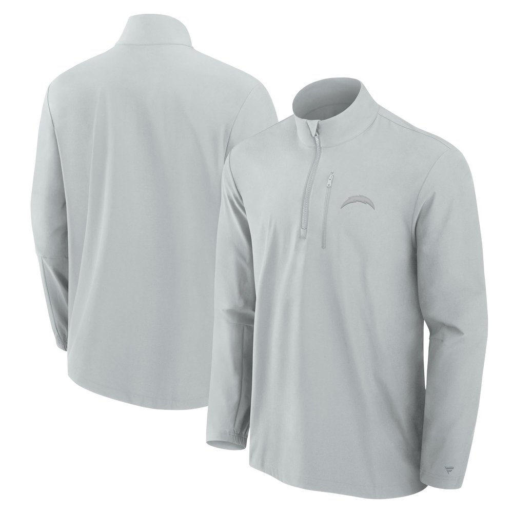 Fanatics Men's Gray Los Angeles Chargers Front Office Micro Tonal Quarter-Zip Pullover