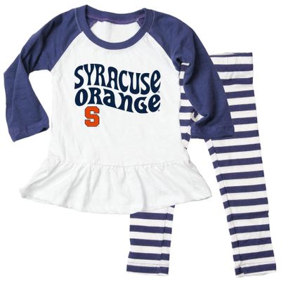 Wes and Willy NCAA Infant Girls Ruffle Raglan Set,Syracuse Orange,6M,Midnight