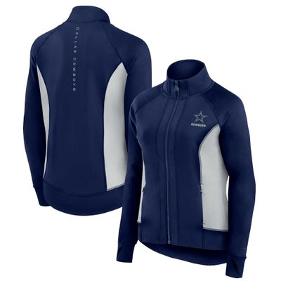 Fanatics Women's Navy Dallas Cowboys Studio Fitted Full-Zip Gym Track Jacket