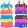 ToBeInStyle Girl's Pack of 6 Spaghetti Strap Training Bras & Matching Boyshort Bottoms - Kittens & Butterflies - Small view 1