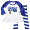 Wes and Willy NCAA Infant Girls Ruffle Raglan Set,Pittsburgh Panthers,18M,Blue Moon view 1