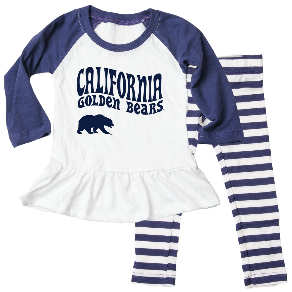 Wes and Willy NCAA Infant Girls Ruffle Raglan Set,Cal Golden Bears,18M,Midnight