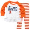 Wes and Willy NCAA Infant Girls Ruffle Raglan Set,Illinois Fighting Illini,18M,Orange Crush view 1