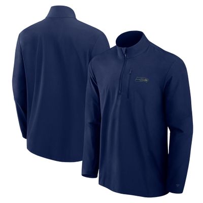 Fanatics Men's College Navy Seattle Seahawks Front Office Woven Quarter-Zip Jacket