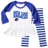Wes and Willy NCAA Infant Girls Ruffle Raglan Set,Boise State Broncos,18M,Blue Moon view 1