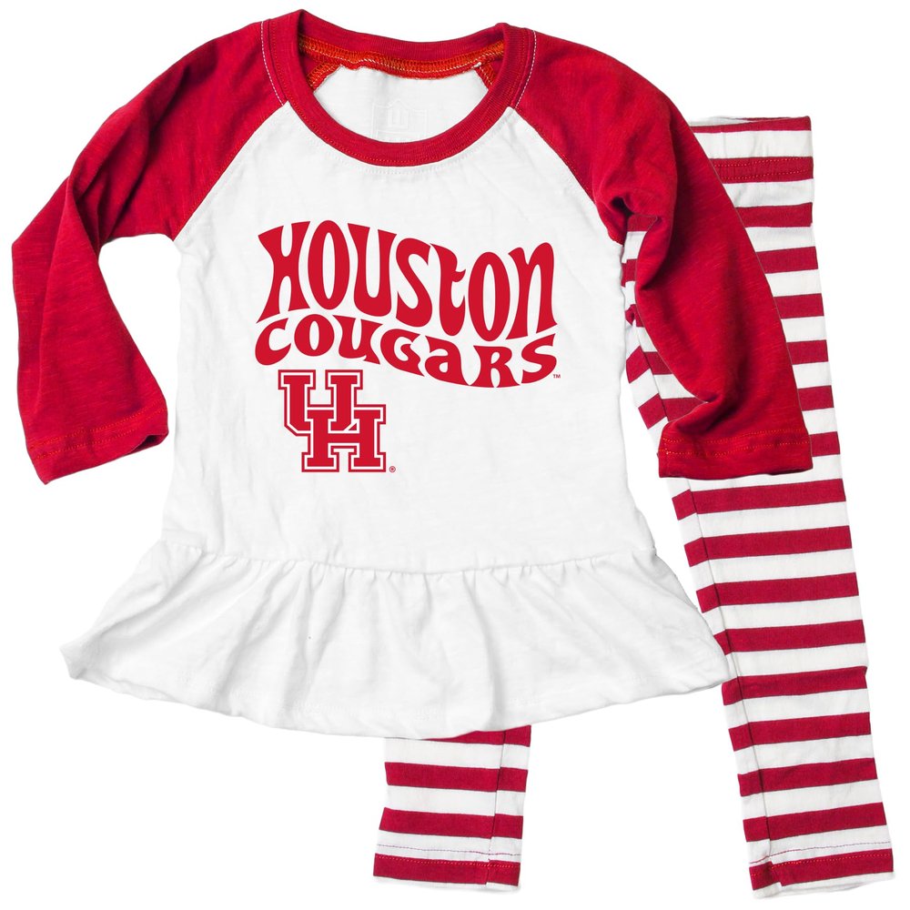 Wes and Willy NCAA Infant Girls Ruffle Raglan Set,Houston Cougars,6M,Cherry
