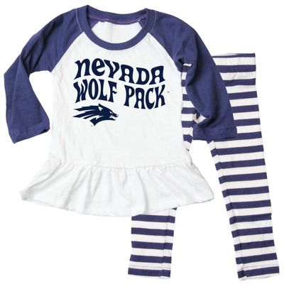 Wes and Willy NCAA Infant Girls Ruffle Raglan Set,Nevada Reno Wolf Pack,18M,Midnight