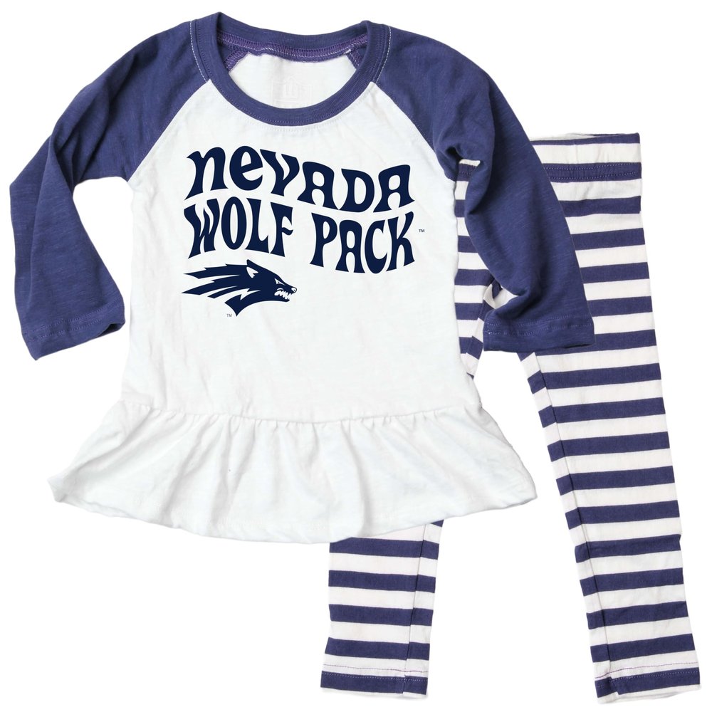 Wes and Willy NCAA Infant Girls Ruffle Raglan Set,Nevada Reno Wolf Pack,18M,Midnight