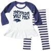 Wes and Willy NCAA Infant Girls Ruffle Raglan Set,Nevada Reno Wolf Pack,18M,Midnight view 1