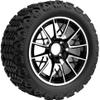 14" Saber Tooth Machined/Black Golf Cart Wheel & 23x10-14" DOT All Terrain Tire - Set of 4 (Standard Lugs 1/2 x 20) view 1